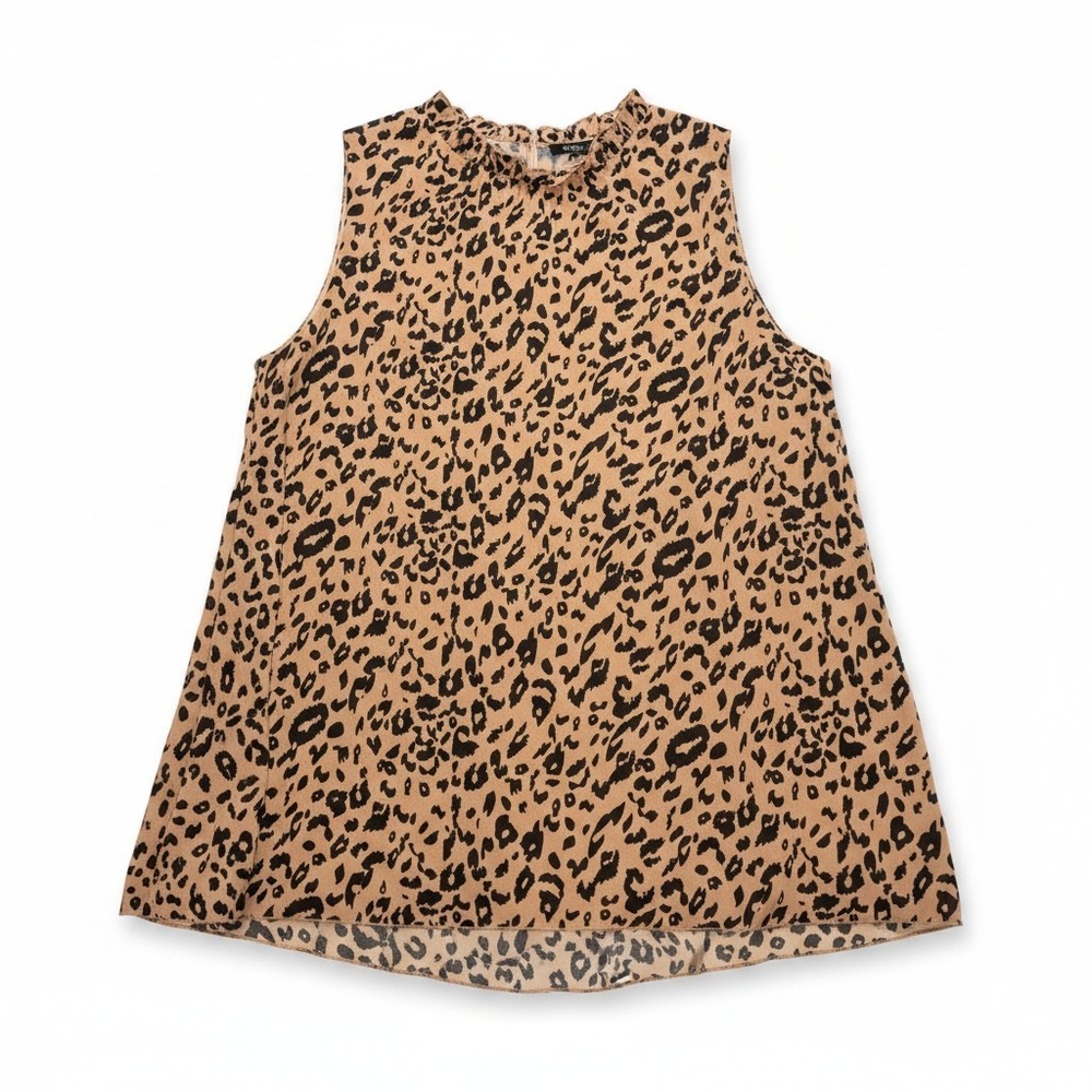 Gembie XL Tan Leopard White Animal Print Sleeveless Top Lot of 2 Boho Casual